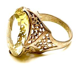 Sterling Substantial Citrine Ring sz 7.25